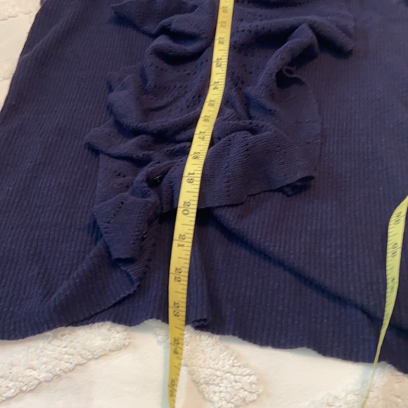 Lauren Ralph Lauren Navy Blue Knit Ruffle Front Top XL - Picture 6 of 7